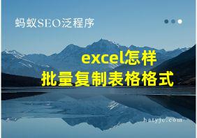 excel怎样批量复制表格格式