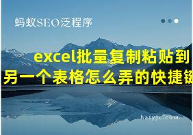 excel批量复制粘贴到另一个表格怎么弄的快捷键