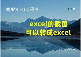 excel的截图可以转成excel