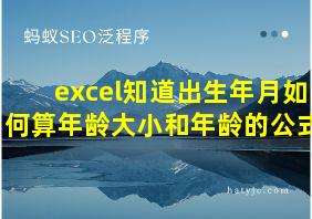 excel知道出生年月如何算年龄大小和年龄的公式