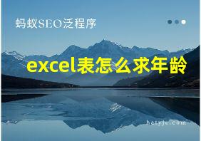 excel表怎么求年龄