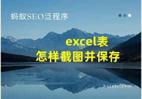 excel表怎样截图并保存