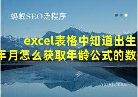 excel表格中知道出生年月怎么获取年龄公式的数据