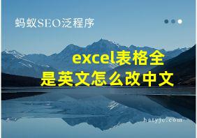 excel表格全是英文怎么改中文