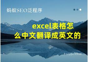 excel表格怎么中文翻译成英文的