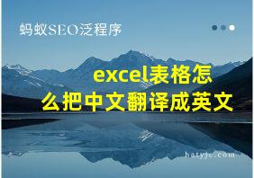 excel表格怎么把中文翻译成英文