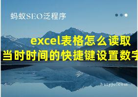 excel表格怎么读取当时时间的快捷键设置数字