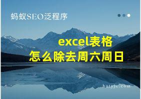 excel表格怎么除去周六周日