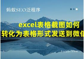 excel表格截图如何转化为表格形式发送到微信