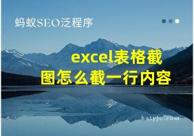 excel表格截图怎么截一行内容