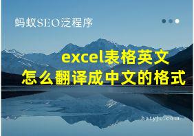 excel表格英文怎么翻译成中文的格式