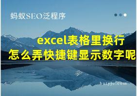 excel表格里换行怎么弄快捷键显示数字呢