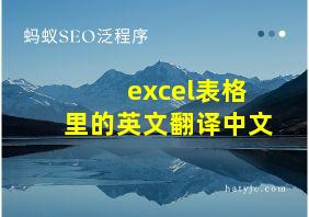 excel表格里的英文翻译中文