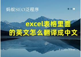 excel表格里面的英文怎么翻译成中文