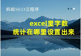 excel里字数统计在哪里设置出来