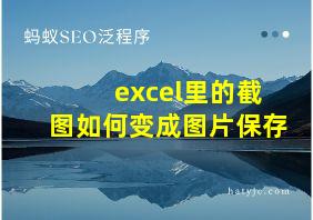 excel里的截图如何变成图片保存