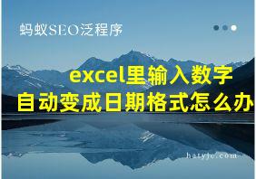 excel里输入数字自动变成日期格式怎么办