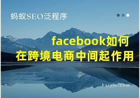 facebook如何在跨境电商中间起作用