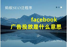 facebook广告投放是什么意思