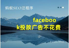 facebook投放广告不花费