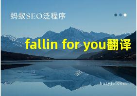 fallin for you翻译