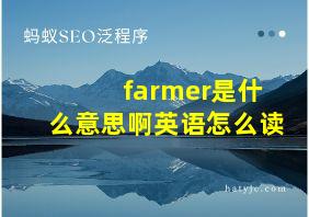 farmer是什么意思啊英语怎么读