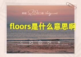 floors是什么意思啊