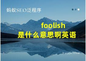 foolish是什么意思啊英语