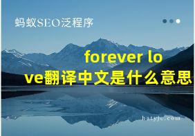 forever love翻译中文是什么意思