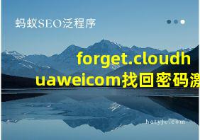 forget.cloudhuaweicom找回密码激活