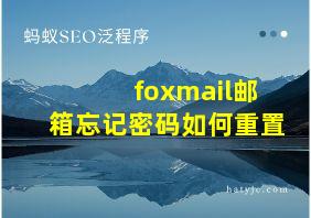 foxmail邮箱忘记密码如何重置