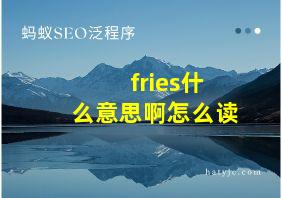 fries什么意思啊怎么读