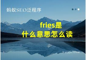 fries是什么意思怎么读