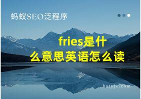 fries是什么意思英语怎么读