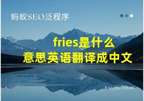 fries是什么意思英语翻译成中文