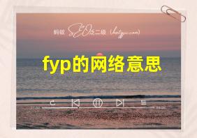 fyp的网络意思