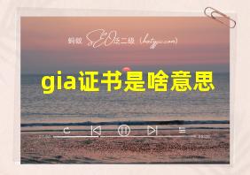 gia证书是啥意思