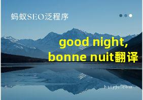 good night,bonne nuit翻译