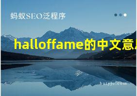 halloffame的中文意思