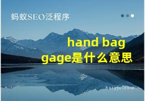 hand baggage是什么意思