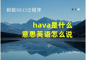 hava是什么意思英语怎么说