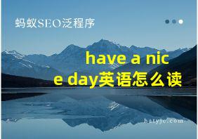 have a nice day英语怎么读