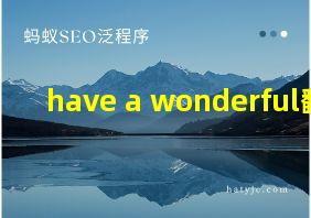 have a wonderful翻译