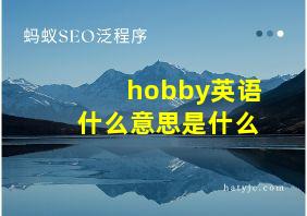 hobby英语什么意思是什么