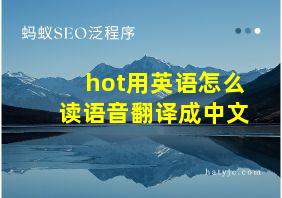 hot用英语怎么读语音翻译成中文