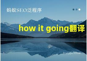 how it going翻译