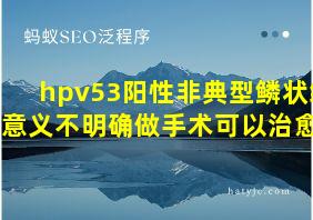 hpv53阳性非典型鳞状细胞意义不明确做手术可以治愈嘛