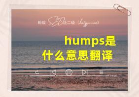 humps是什么意思翻译