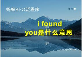 i found you是什么意思