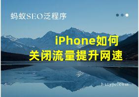 iPhone如何关闭流量提升网速